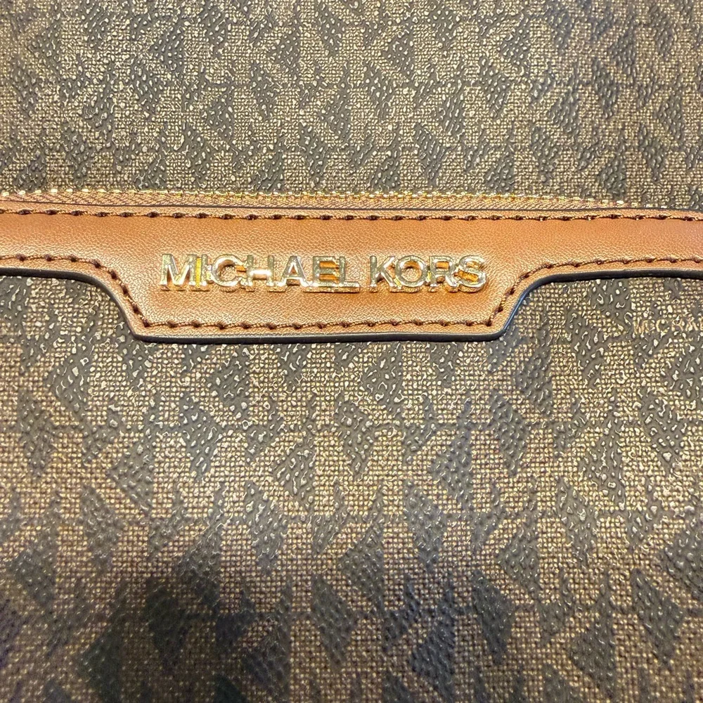 NWT Michael Kors‎ Jaycee Large Backpack-Brown MK Signature Logo Print New w/Tags